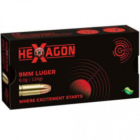 MUNITIONS GECO 9mm LUGER 124GR/8.0G HEXAGON X50